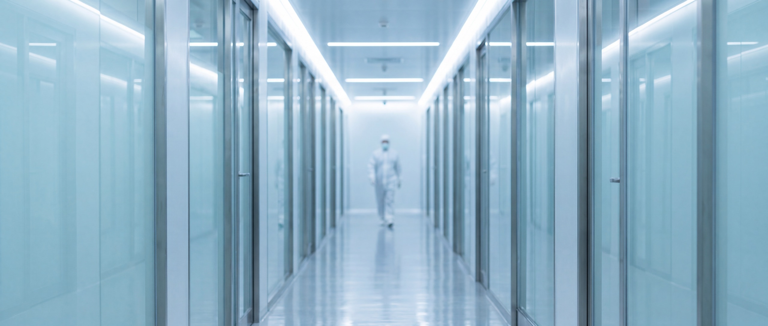 A sterile pharmaceutical cleanroom corridor